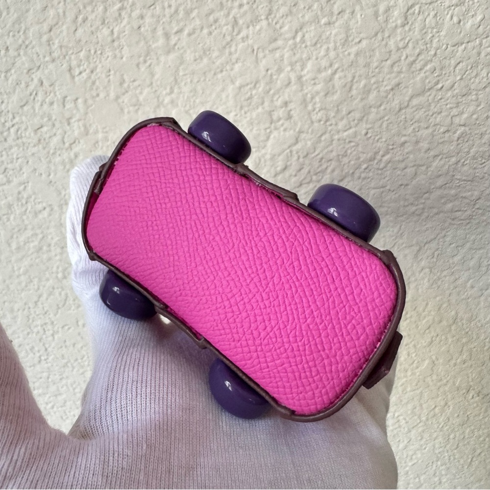 PU | Fuchsia Purple Micro Bowling Bolide Purse Bag Charm w/ Wheels Headphones - Picture 6 of 9